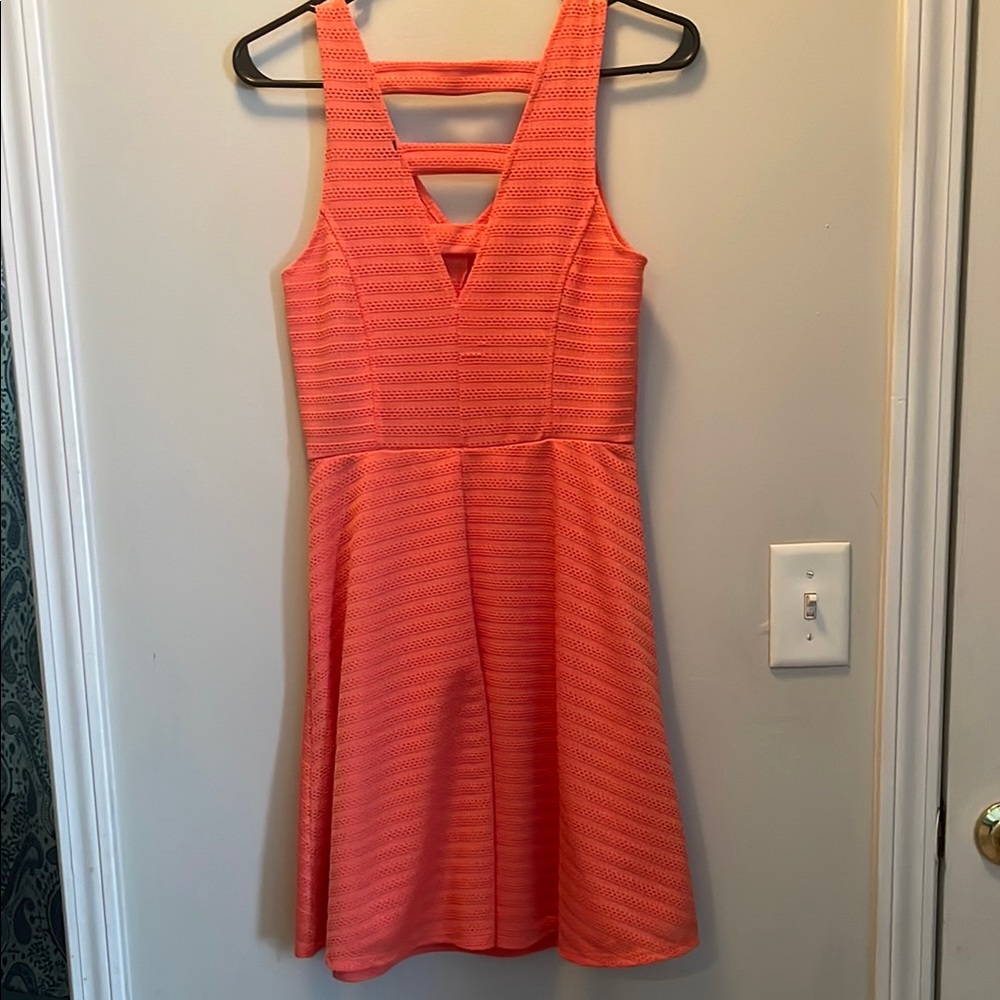 Vibrant Salmon color skater dress - Picture 2 of 5